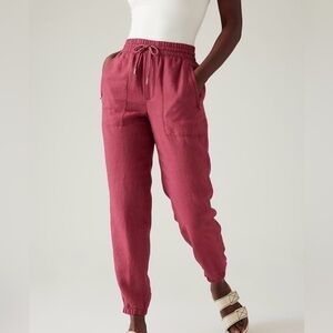 Athleta | Retreat Linen Pant Jogger | Sz 16 | Coffeeberry | NWT